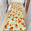 Retro Orange Yellow Floral Runner Rug, Vintage Poppy Flower Light Blue Leaf Long Hallway Mat Non Slip Washable Entryway Carpet