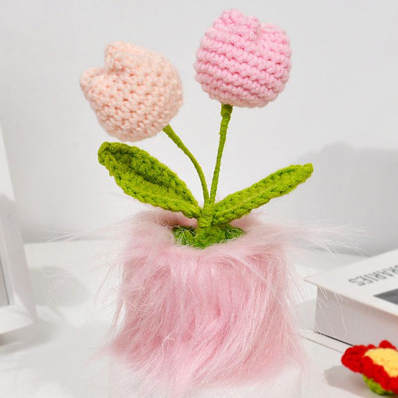 Вязаные крючком разноцветные ручные работы своими руками имитация тюльпана декоративные подарки подарок вязаные цветы из пряжи домашний декор 2 цвета