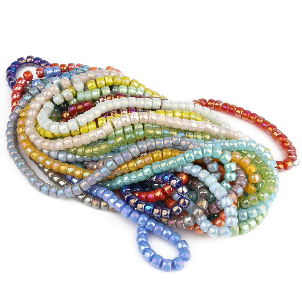 Natural AB Color Glass Crystal Multicolor Cylinder Beads For Handmade Diy Bracelet Jewelry 8x6mm