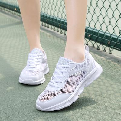 Женская обувь Лето Новые дышащие сетчатые туфли На шнуровке Повседневная обувь Спортивная обувь