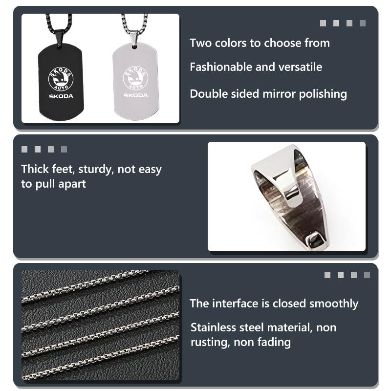 CTGI2 For Skoda Car Logo Necklace Stainless Steel Hang Tag Necklace Fashion Pendant Accessories Rapid Octavia Derivative Enyaq-iV