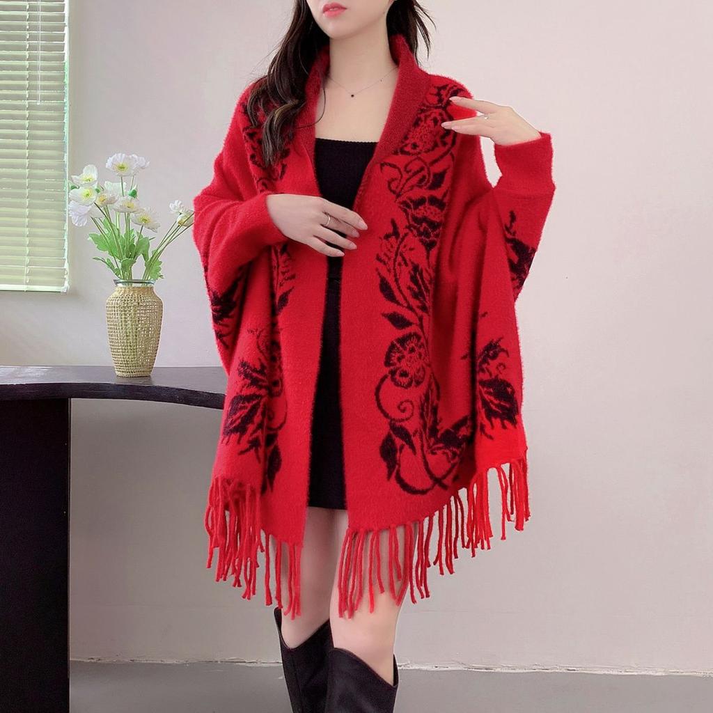 Шаль Этнический стиль свитер вязаный теплый женский осень и зима новый плащ стиль плащ куртка