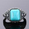 Multicolor Large Rectangular 10 * 12MM Turquoise Ring Female Engagement Wedding Party Jewelry Vintage Fine Jewelry