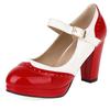 Fashion Sweet High Heels Pumps Mary Janes Shoes Woman Patchwork Patent Straps Women's Heeled Party Office Wedding Shoes Large Size 48