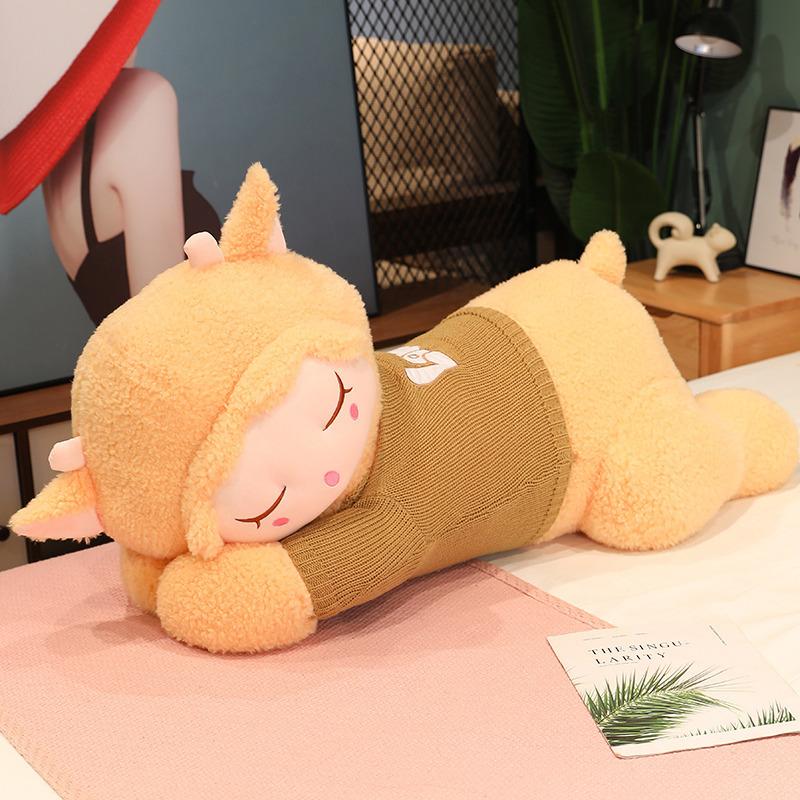 Large Cute Sweater Lying Down Sheep Throw Pillow Fleece Toy Doll Little Sheep Doll Girl Sleeping Soothing Rag Doll