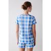 Blue Gingham Pajama Set With Shorts