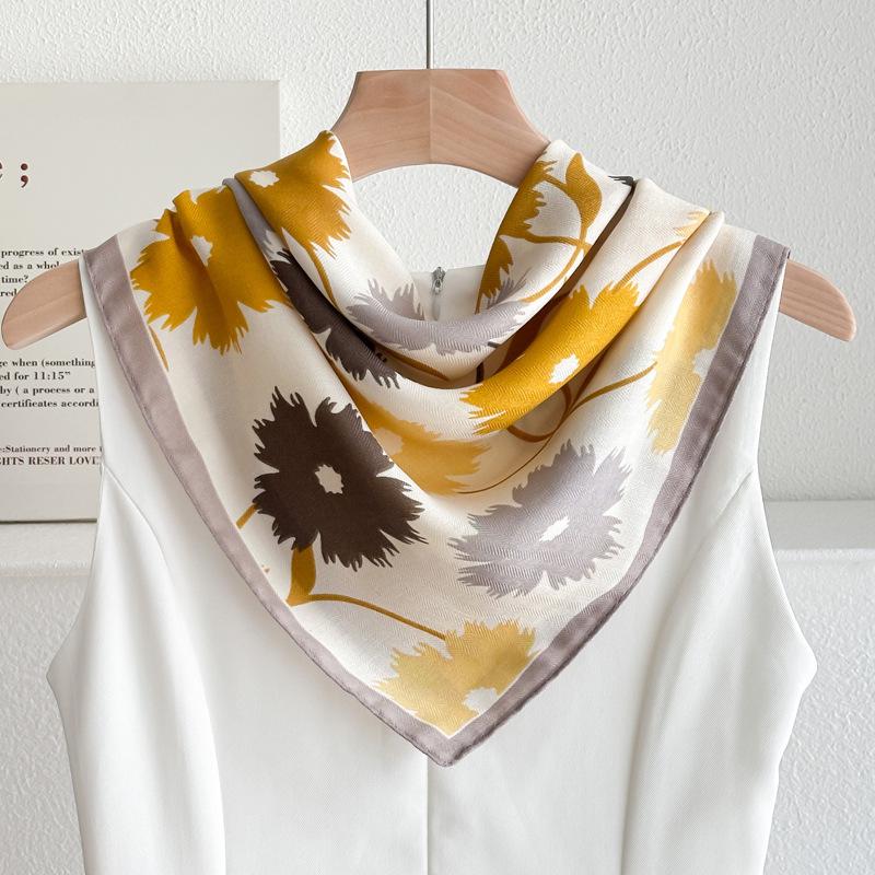 Women's French Red Cotton Silk Blend Scarf – 70CM Neck and Headscarf, Spring/Autumn Fashion Accessory