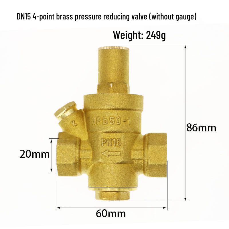 DN15 Регулируемый 4-точечный бытовой редукционный клапан давления воды для нагревателей и очистителей, диапазон давления 65-25