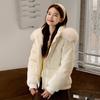 Short jacquard cotton clothes women's hooded big fur collar design winter loose warm jacket multi-colored women's clothing spot