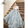 Off-shoulder Gentle Blue Evening Dress Elegant High-end Light Luxury Niche High-end French Dress