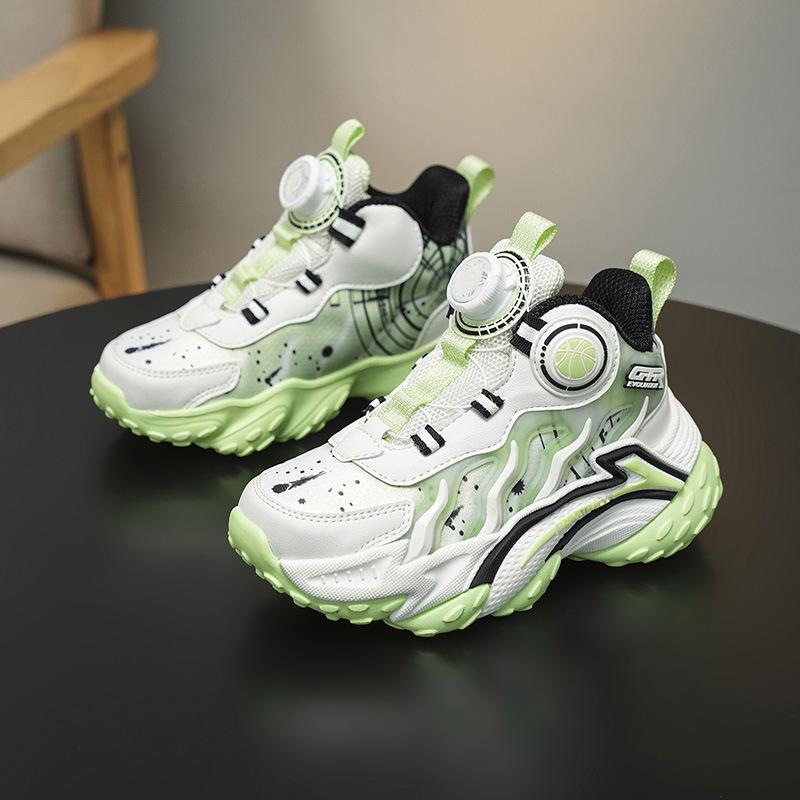 Мальчики Кожаные Папины Кроссовки Средние и Подростковые Спортивная Обувь Начальной Школы Спортивный Стиль Кроссовки Высокие Кожаные Студенты