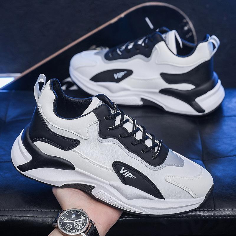 Новые осенние мужские дышащие кроссовки для бега, повседневная кожаная обувь, универсальные, трендовые, увеличивающие рост, мужская обувь