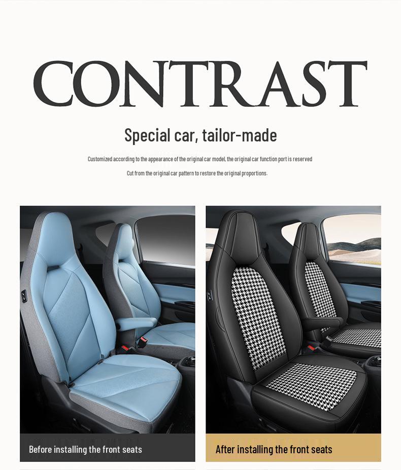 Чехол на сиденье из льна для электромобиля Chery eQ1, Полный обхват, Всесезонный