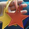 Cross-border Solid PU Leather Star Tag Keychain – Multi-color Cute Bag Charm Accessory
