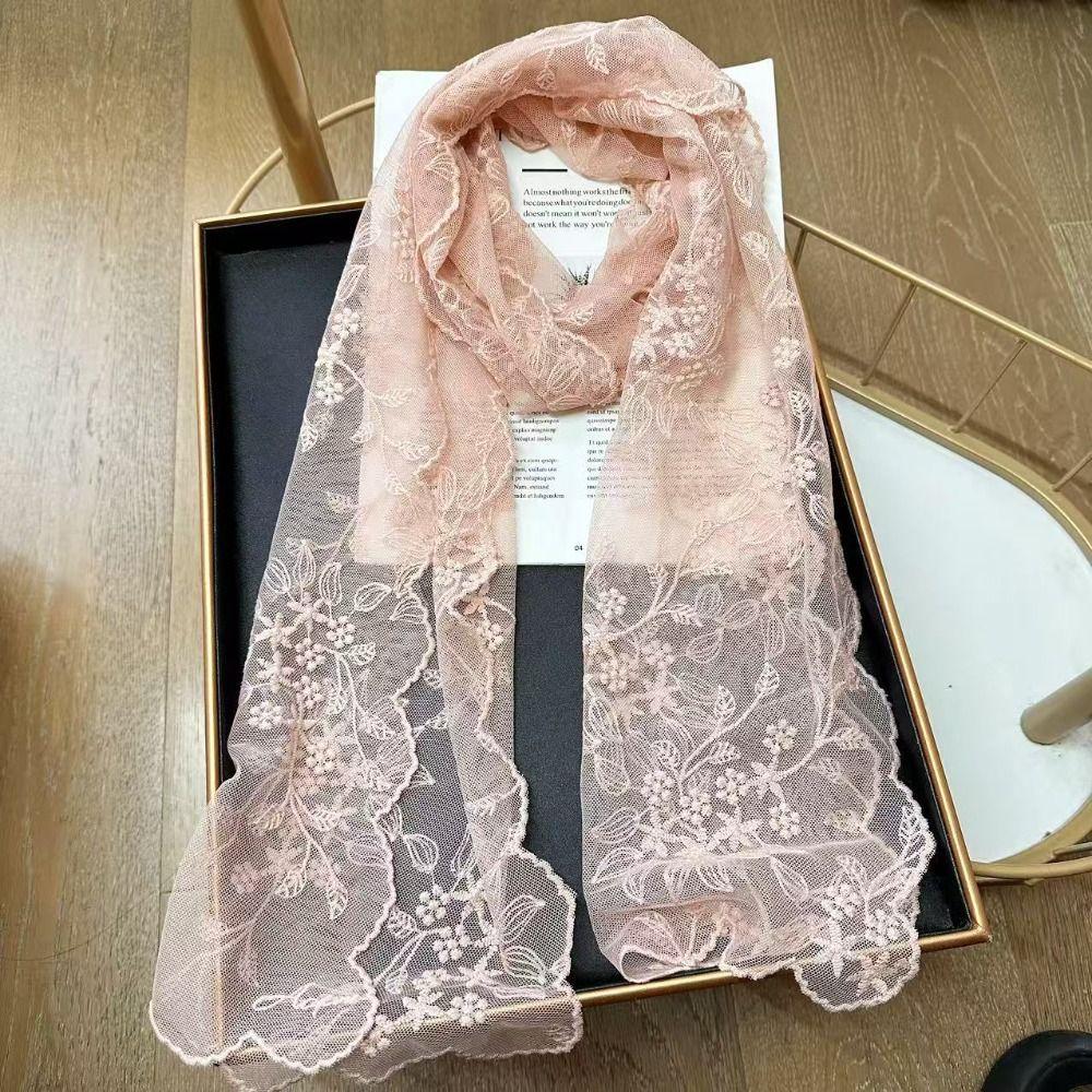 Lightweight Sunscreen Shawl Breathable Mesh Silk Scarf Elegant Lace Scarf Spring