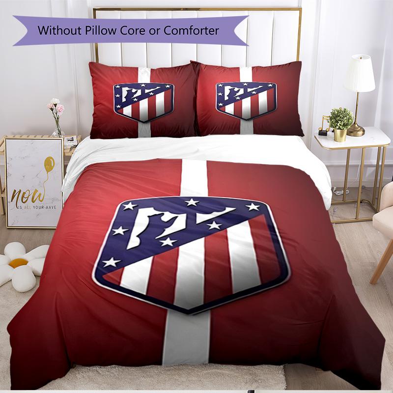 3pcs Duvet Cover Set (1*Duvet Cover + 2*Pillowcase, Without Core), football club Print Soft All‑Season Bedding Set, Home Bedroom Decor Gift