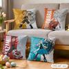 Japan BBeyblade Anime Cushion Cover Silky Short Plush Invisible Zipper Dustproof Sofa Pillow Case for Home Decor