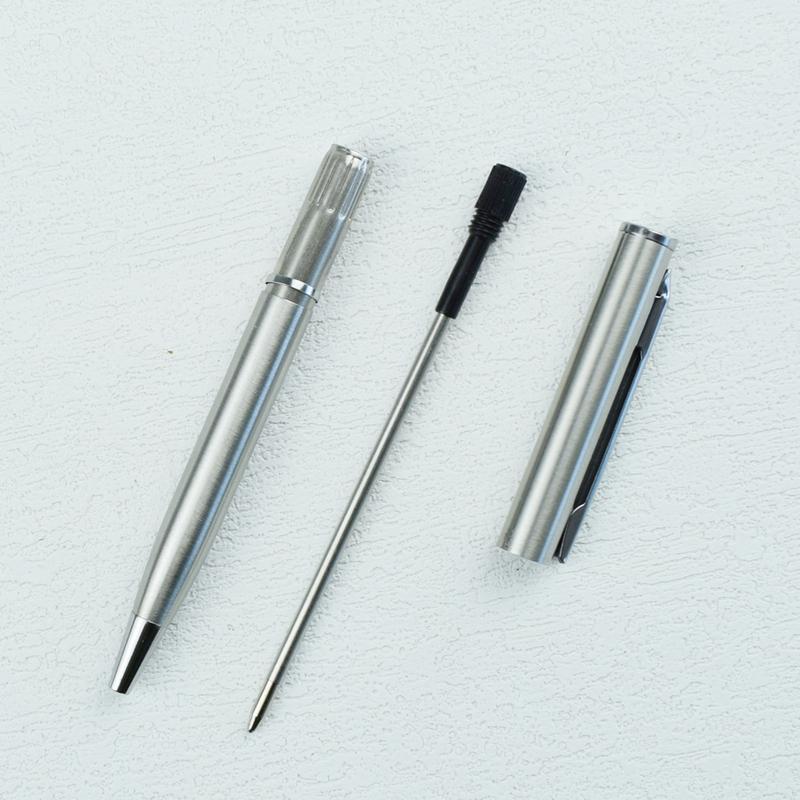 Mini Metal Twist-Activated Ballpoint Pen - Pocket-Sized 0.7mm Fine Black Ink Stainless Steel Ballpen Office School Supplies
