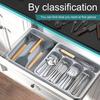 Ящик для хранения столовых приборов. Классификационная организация. Расширяемая большая емкость с несколькими отделениями. Лоток для посуды. Вилка. Палочки для еды. Ящик для ложки. Посуда.