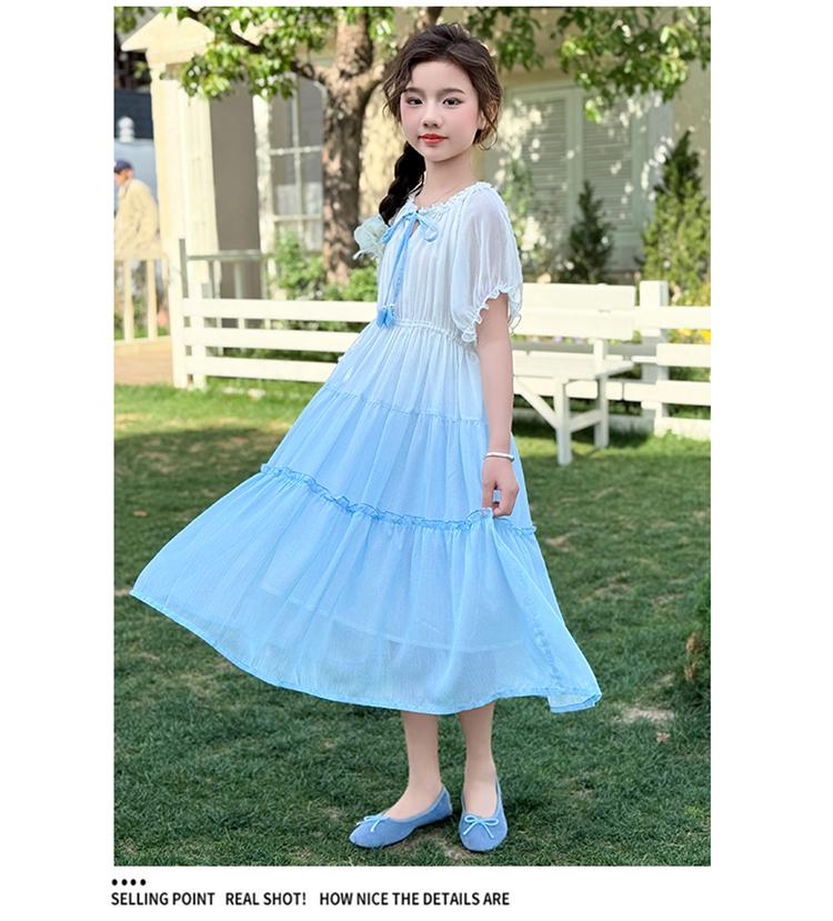 Girls' Chiffon Dress Summer 2026 New Children's Sweet Princess Dress Big Children's Summer Dress Thin Gradient Skirt