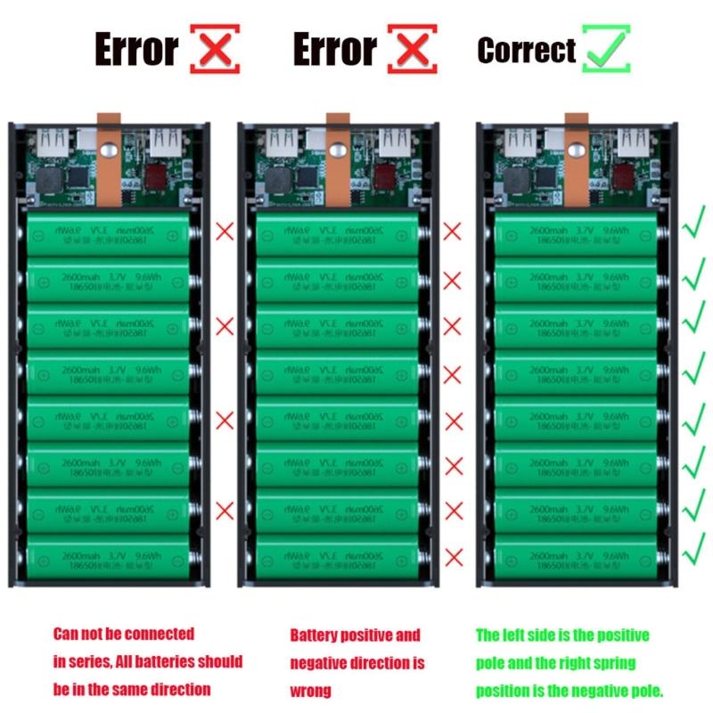 Бокс для хранения аккумуляторов 24x18650, чехол для повербанка с быстрой зарядкой PD, поддержка функций беспроводной зарядки/быстрой зарядки