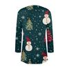 Women's Fashion Casual Christmas Print Medium Length Cardigan Jacket Coat