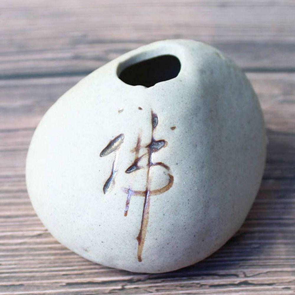 Ceramic Ceramic Zen Hydroponic Vase Rough Desktop Small Vase Retro Stone Shape Vase  Tea Table