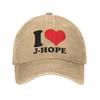 Мода Я Люблю J-Hope Бейсболка Унисекс Стиль Потертая Хлопковая Солнцезащитная Кепка Уличная На Все Сезоны Для Путешествий Регулируемая Шляпа Кепка