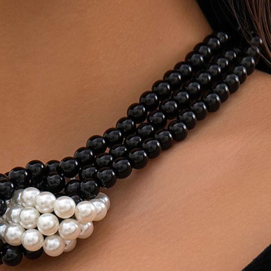 Женское ожерелье, гладкий многослойный жемчуг, регулируемая длина, украшение из искусственной шеи из нержавеющей стали, ювелирные изделия на день рождения