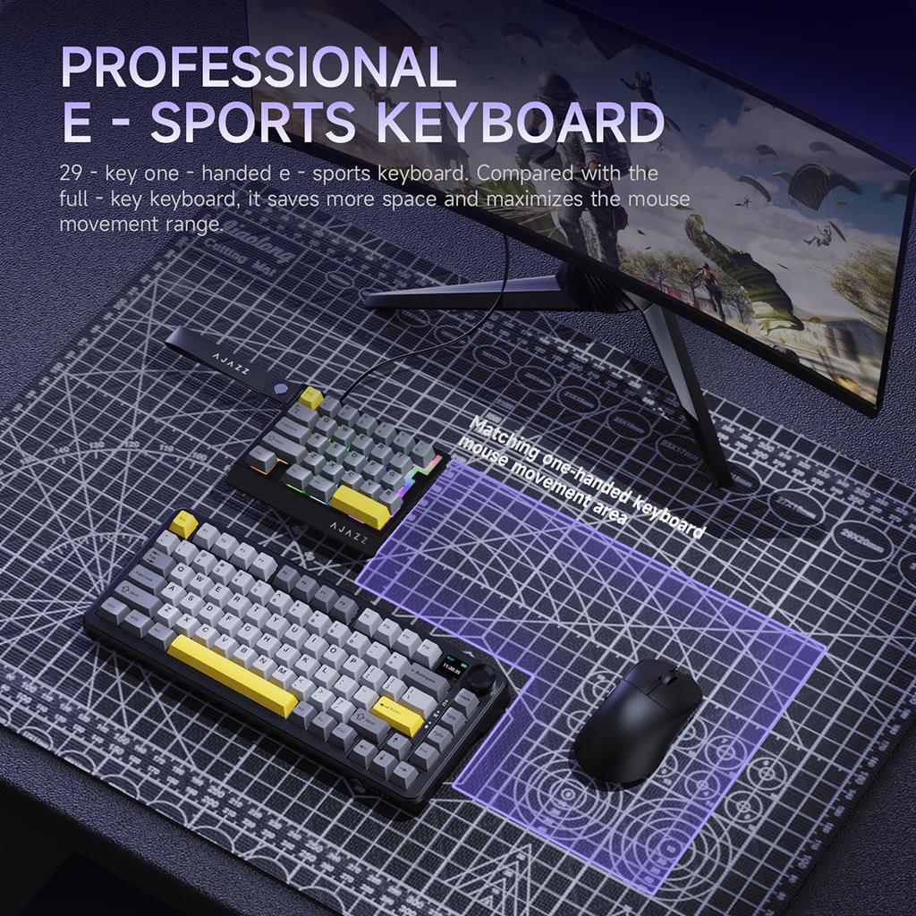 Ajazz AK029 One-Handed Esports Keyboard 8KHz Return Rate Magnetic Switch Hot Swappable RGB Backlit for Gamers