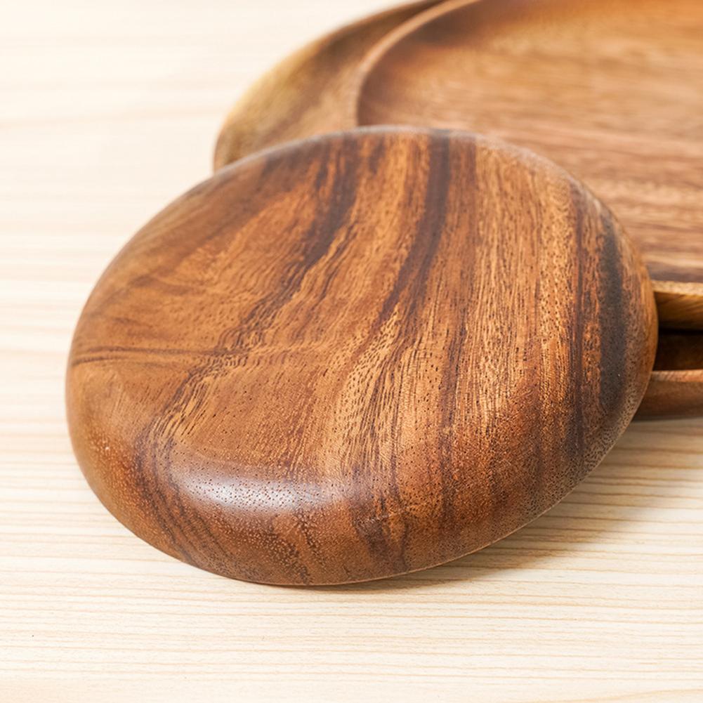 Цельнодеревянная сковорода Lovesickness из цельного дерева, тарелка для фруктов, блюдце, поднос для чая, десертная тарелка, круглая столовая посуда