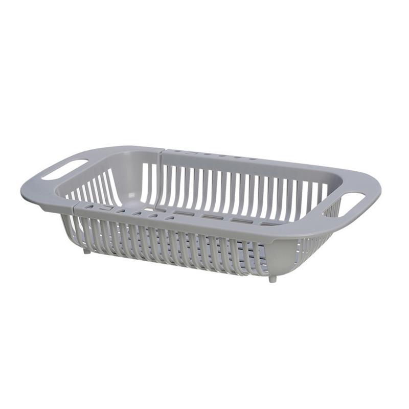 1pc Retractable Drain Rack - Kitchen Basket for Vegetables and Dishes - Plastic Dish Rack with Filter Basket- Easy To Clean and Store