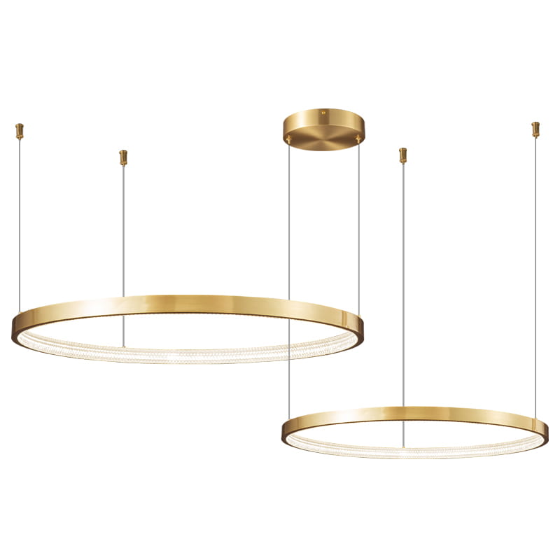 Zing Ring Double 60 B - LED chandelier 60cm two rings gold brass