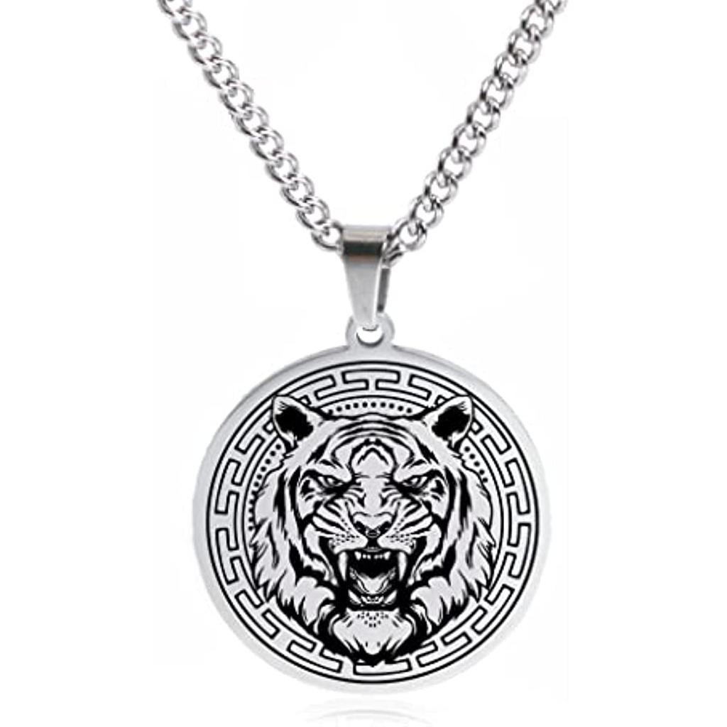 Bear Wolf Tiger Lion Elk Animal Mens Punk Pendant Necklace Stainless Steel Sweater Chains Women Choker Jewelry Gifts