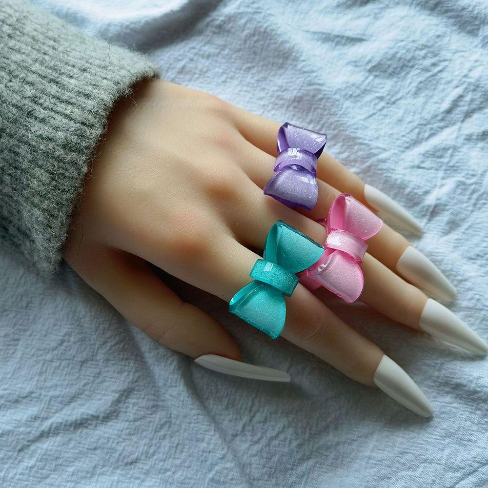 Креативное кольцо из смолы желеобразного цвета, женская повседневная модная бижутерия, кольцо на палец, кольцо с бантом, кольцо в корейском стиле
