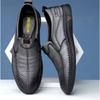 Mens Leather Loafers Non Slip Walking Flats Breathable Outdoor Slip On Casual Shoes for Male Work Office Driving Sneakers