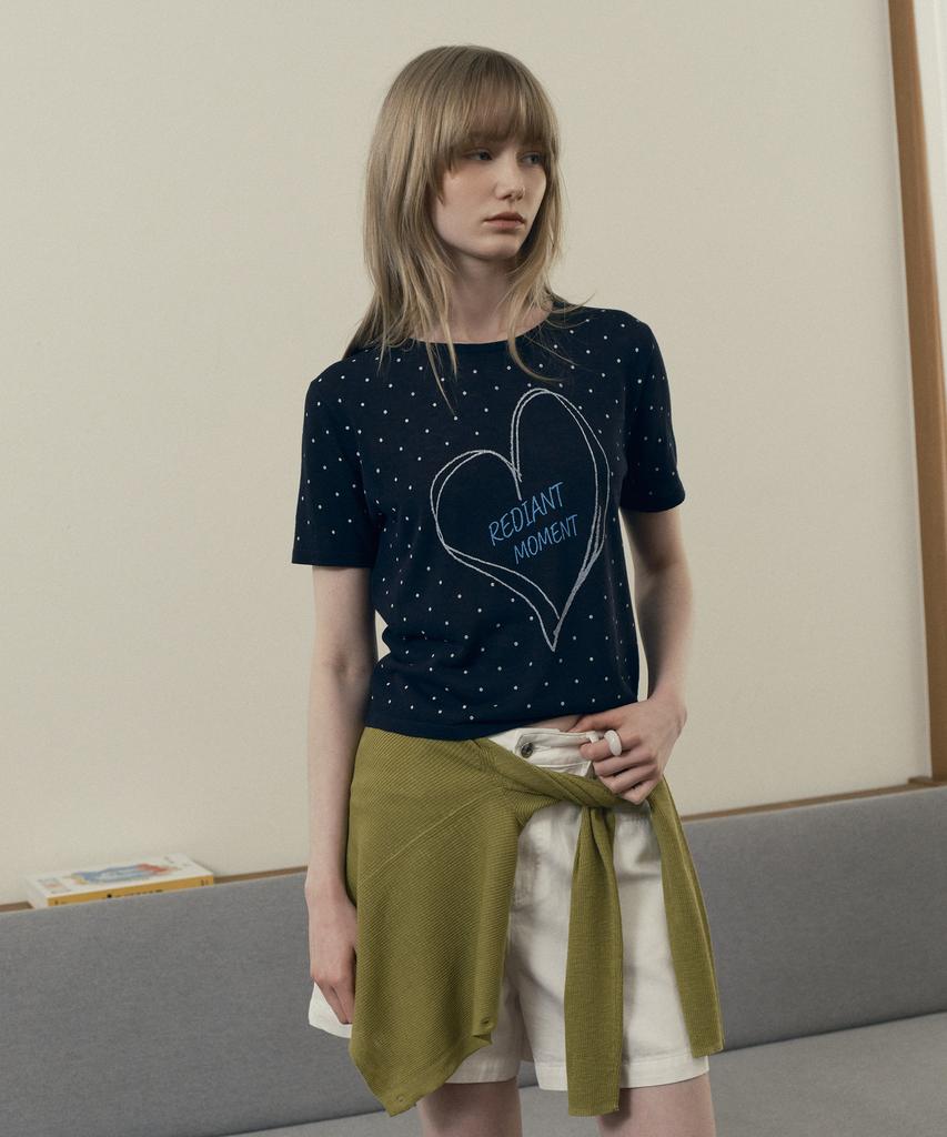 JUCYJUDY Linen Dot Graphic Knit Pullover J1Kt322A