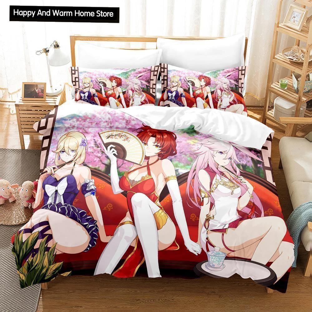 Honkai Impact 3 Bedding Set Anime Duvet Cover Single Twin Full Queen King Size for Adult Boy Bedroom