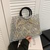 Summer Woven Straw Tote Bag For Beach Vacation With Hollow Cutout Design For Casual Wear
