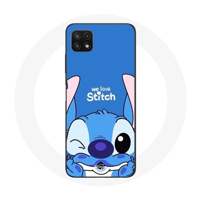 Coque pour Samsung Galaxy A22 5G Stitch mignon fond bleu