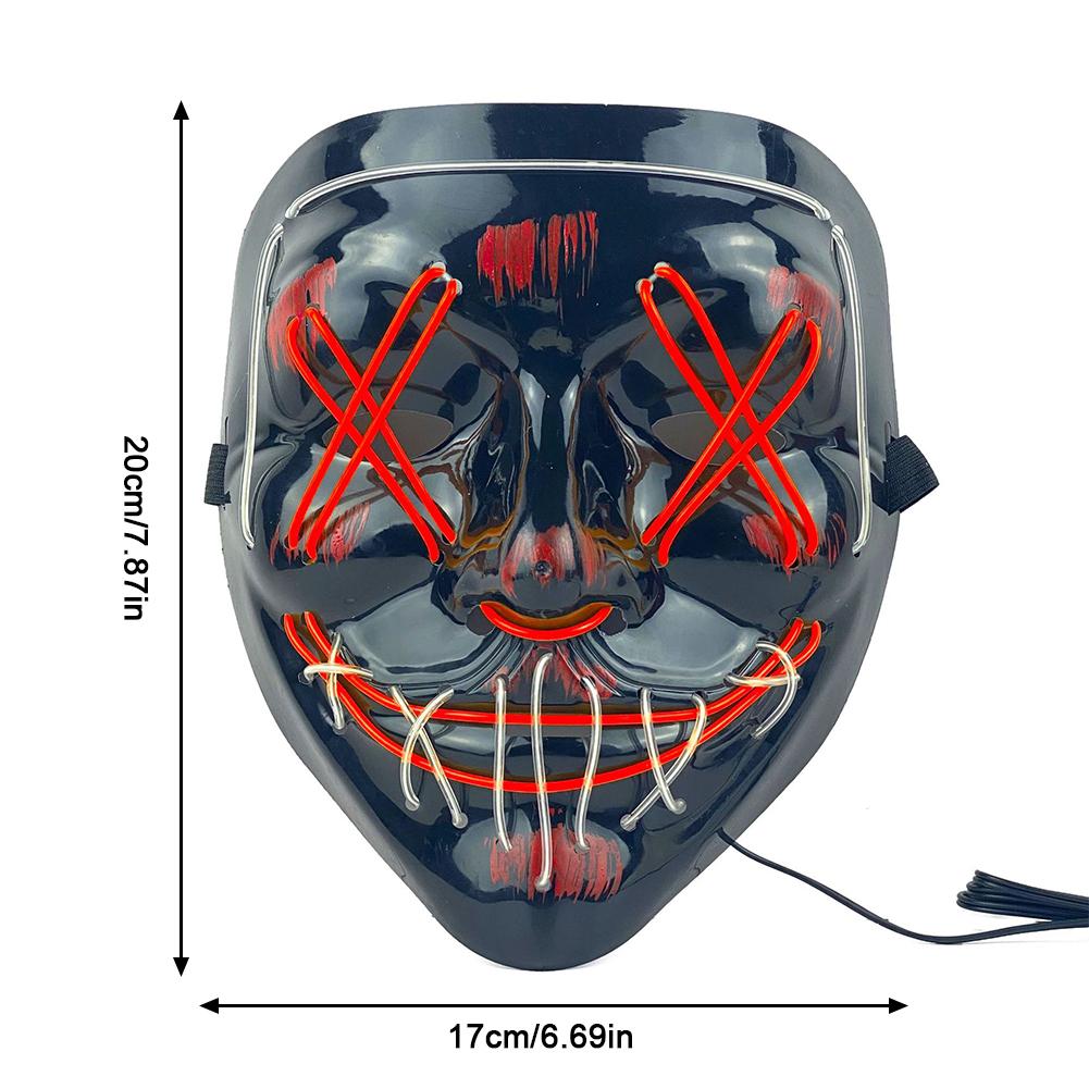 Светодиодная светящаяся маска на Хэллоуин, светодиодная маска для вечеринки, маскарадная маска, неоновая маска, светящаяся в темноте, реквизит для ужасов, костюм для вечеринки