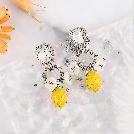 Lemon Dangle Earrings For Women Girls Gold Hoop Lemon Pendant Earrings Refresh Sweet Flower Charm Drop Weird Statement Fruit Earrings Aesthetic Summer