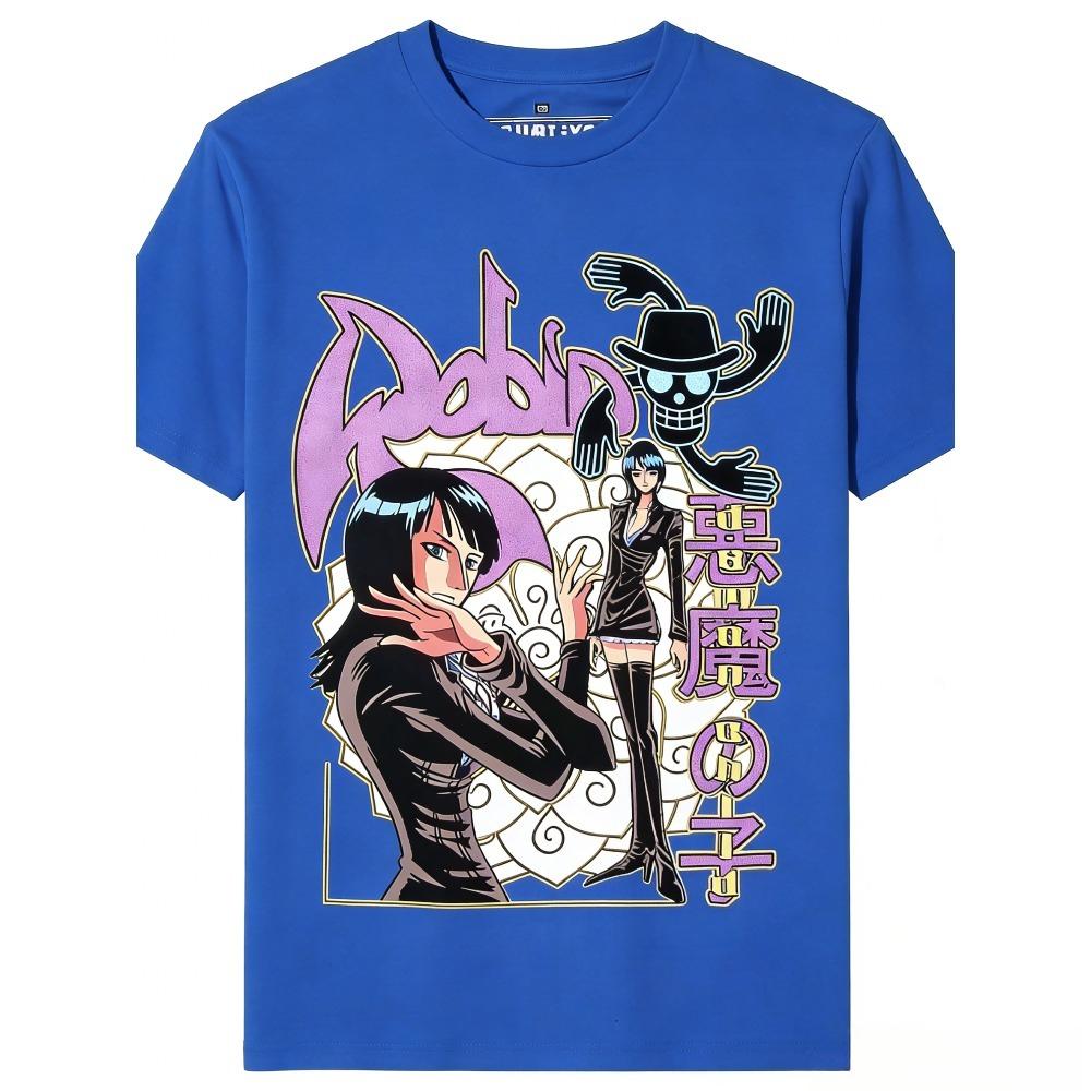 One Piece Nico Robin Pure Cotton T-shirt 2026 Summer Hot Anime Print American Loose Casual Short Sleeved Top Unisex