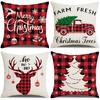 Christmas Pillowcase Letter Elk Christmas Tree Sofa Pillowcase Linen Cushion Homewares
