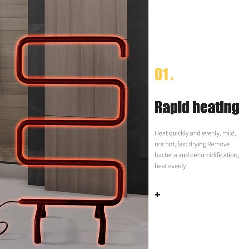 S-образная температура, полотенцесушитель, сушилка для ванной, электрическая нагревательная вешалка для полотенец, напольная подставка, держатель для полотенец, постоянный черный/белый