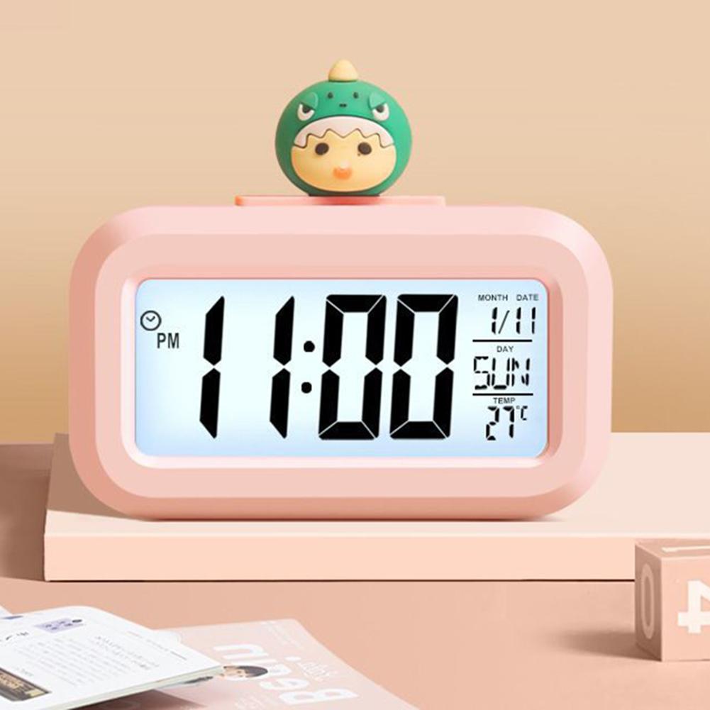 Светодиодный будильник на батарейках с мультяшной музыкой, часы для учебы, управление временем, напоминание о температуре и дате, настольный будильник