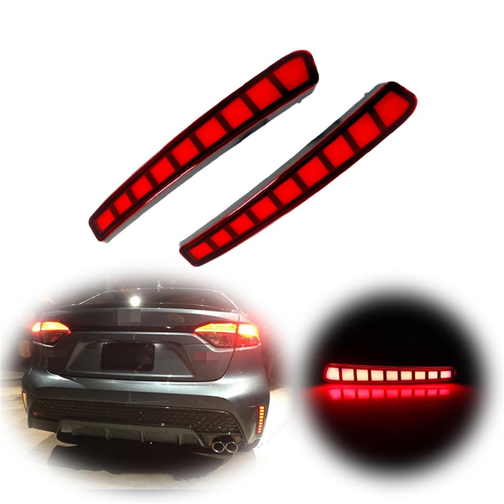 2PCS Red LED Rear Bumper Reflectors Tail Brake Lights For Toyota Corolla 2020-21