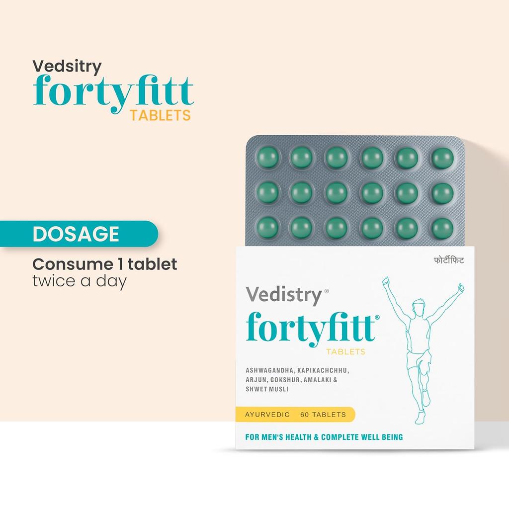 Таблетки Vedistry Fortyfitt для мужчин 40+ | Повышение энергии, выносливости, иммунитета и гормонального баланса – 60 таб