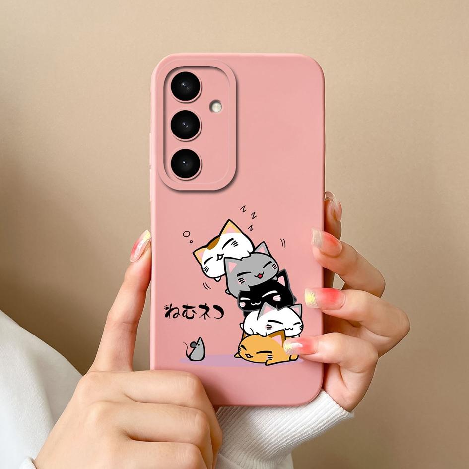 Милые чехлы с изображением кошек для Samsung A56 A26 A16 S25 Plus Ultra F14 A05 A36 A05S, бампер, милый узор с заживлением, силиконовые ультратонкие новые чехлы, прочные для Samsung