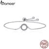 BAMOER Trendy 925 Sterling Silver Glittering Round Circle Chain Link Strand Bracelets